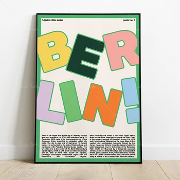 Berlynas spausdinimui sienos menas | versija Spausdinimui spalvinga Berlyno spausdinti | Berlin kelionės plakatas digital download | Vidurio amžiaus šiuolaikinio meno pr - 